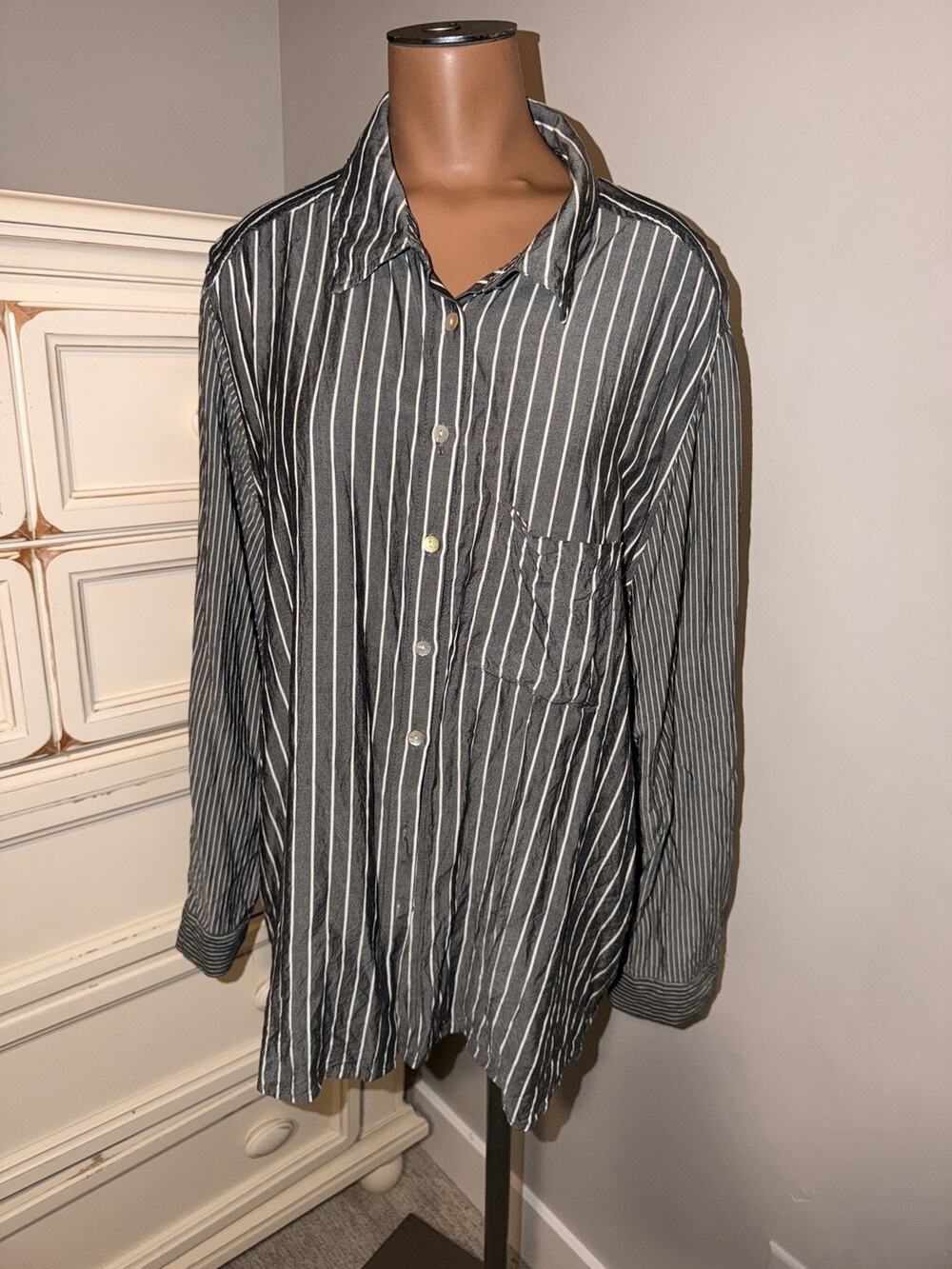 Women’s Button Up Blouse Striped Jane Delancey Size 1x